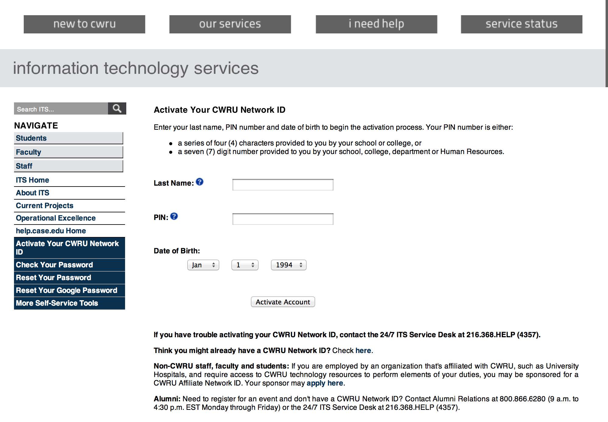 CWRU Network ID Students KBA 78780 University Technology, [U]Tech